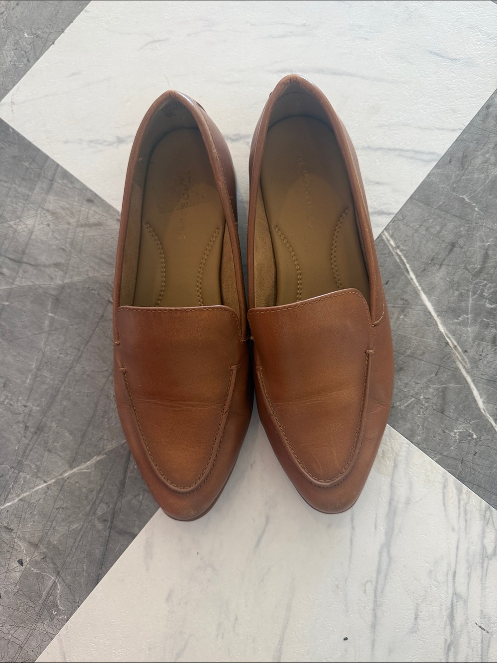 AEROSOLES Tan Leather Slip-On Loafers for Men
